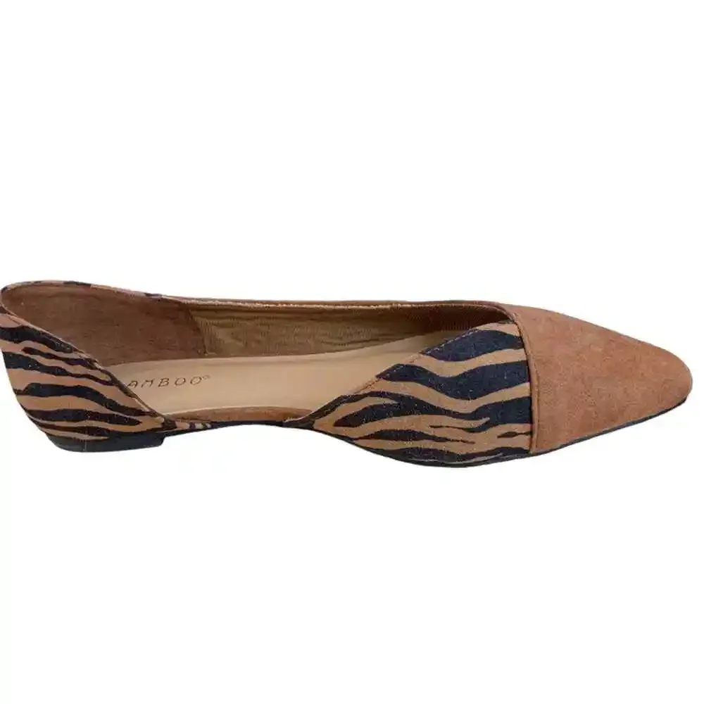 Bamboo half zebra stripe half‎ solid brown and black flat shoes size 7.5 - Picture 6 of 8